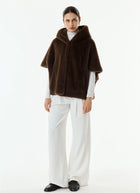Leonie Faux Fur 3/4 Sleeve Hooded Cape