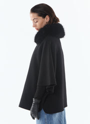 Faux Fur Collar Wool Cape