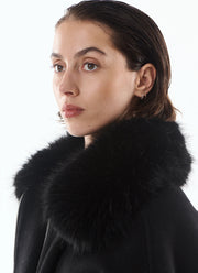 Faux Fur Collar Wool Cape
