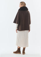 Faux Fur Collar Wool Cape