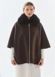 Faux Fur Collar Wool Cape