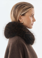Faux Fur Collar Wool Cape