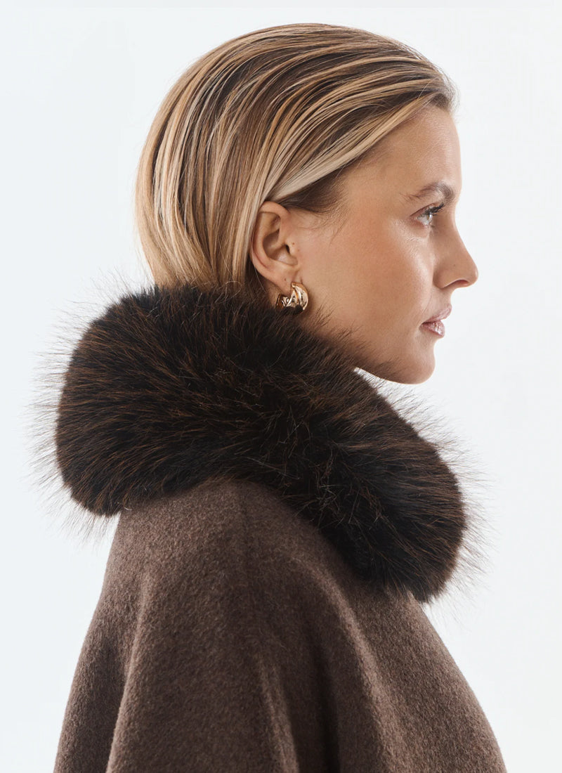 Faux Fur Collar Wool Cape