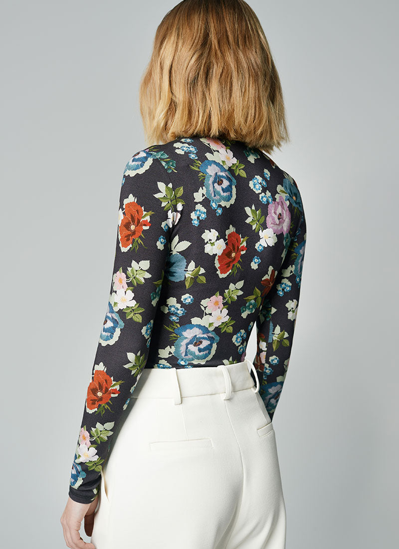 Smythe Viscose Floral Turtleneck Top