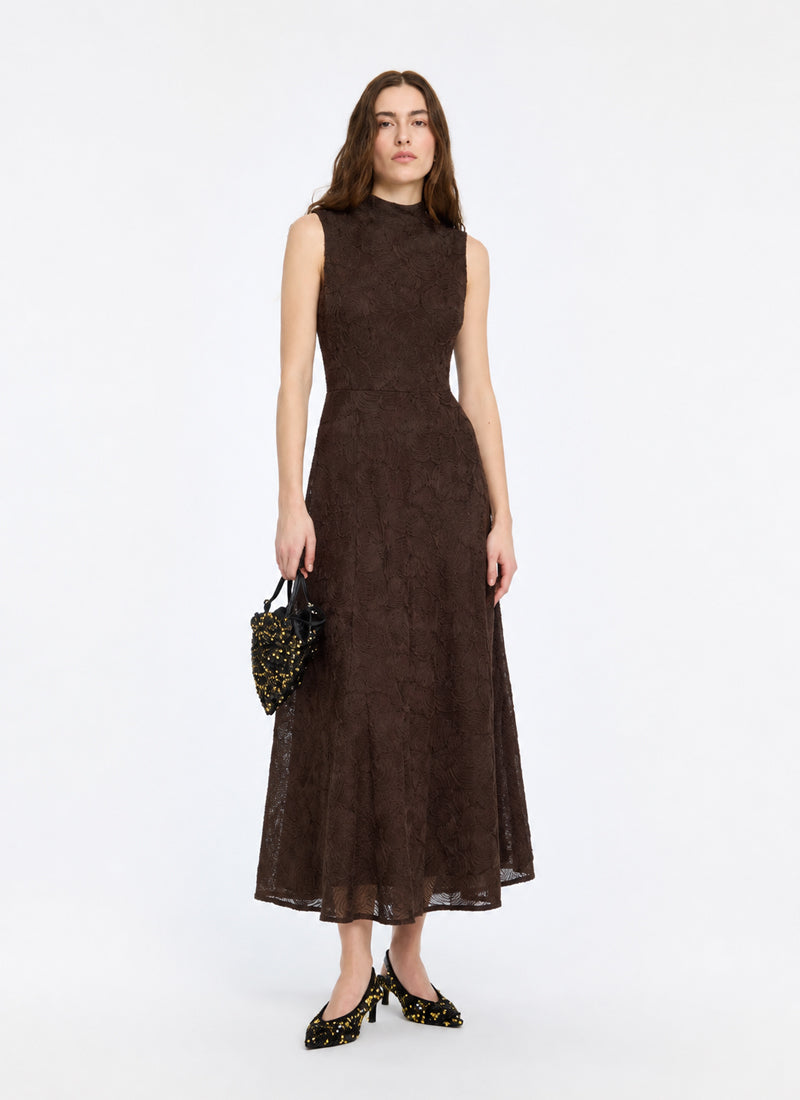 Flower Mesh Flared Dress by ROTATE at Andrews