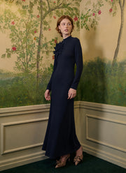 Flower Shoulder Detail Long Sleeve Maxi dress