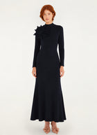 Flower Shoulder Detail Long Sleeve Maxi dress