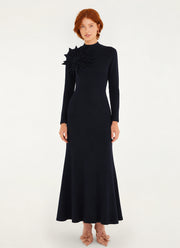 Flower Shoulder Detail Long Sleeve Maxi dress
