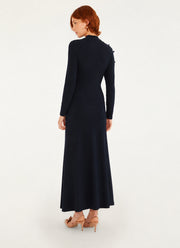 Flower Shoulder Detail Long Sleeve Maxi dress