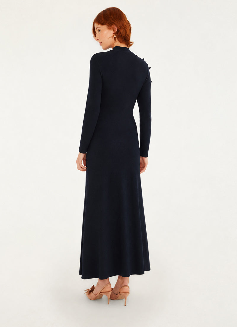 Flower Shoulder Detail Long Sleeve Maxi dress