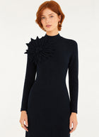 Flower Shoulder Detail Long Sleeve Maxi dress
