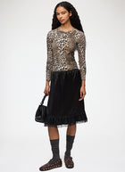 Fluid Satin Knee Length Frill Skirt