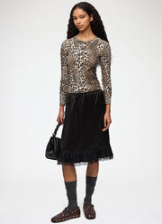 Fluid Satin Knee Length Frill Skirt