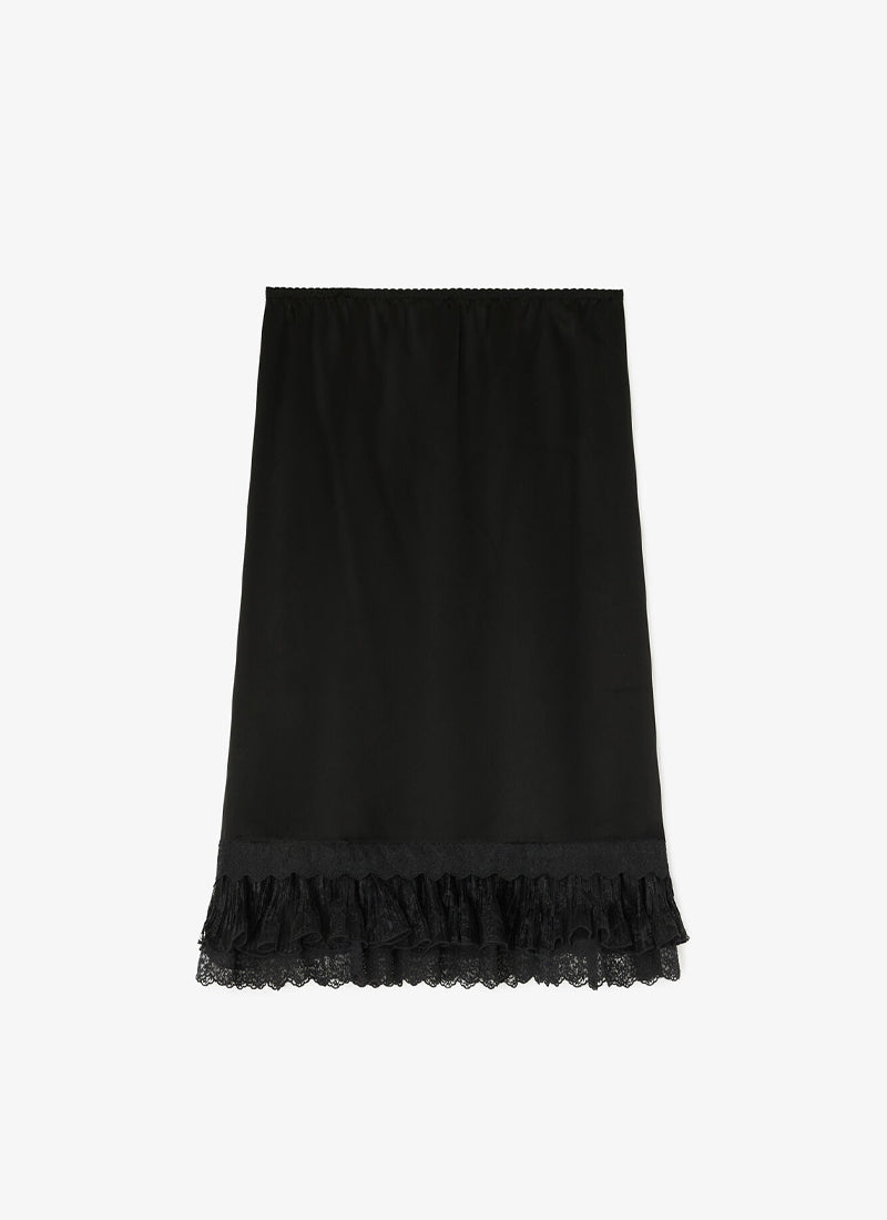 Fluid Satin Knee Length Frill Skirt