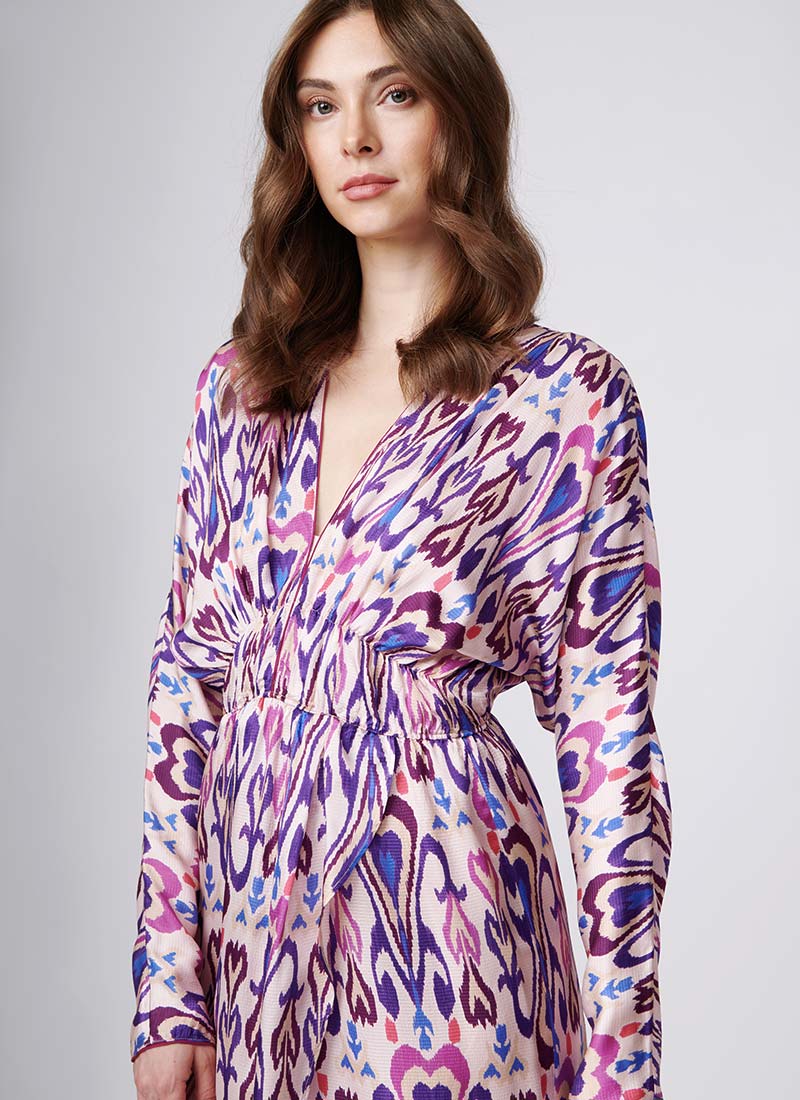 Forte Forte Northern Light Print Satin Midi Dress