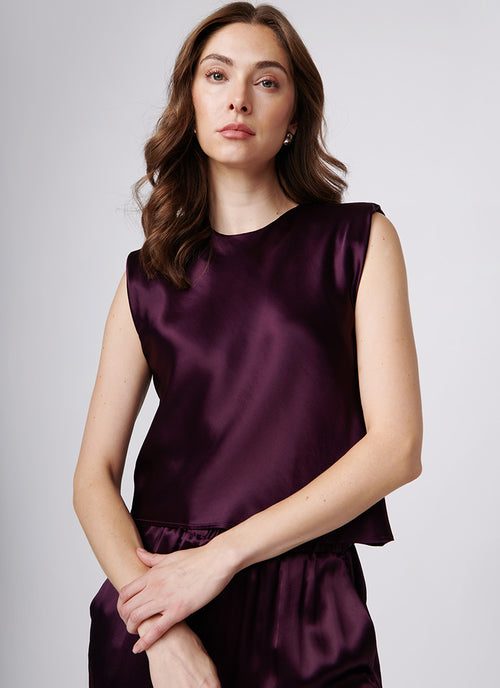 Forte Forte Satin Crewneck Sleeveless Top