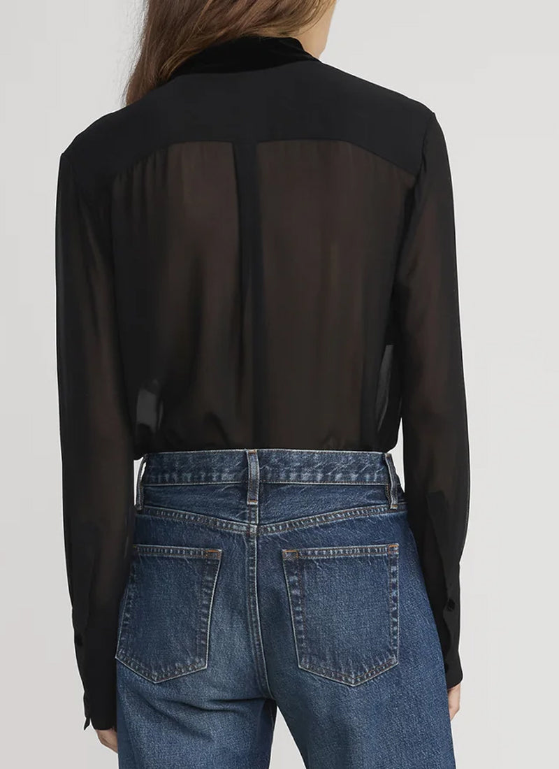 Velvet Trim Modern Tie Blouse by FRAME at Andrews