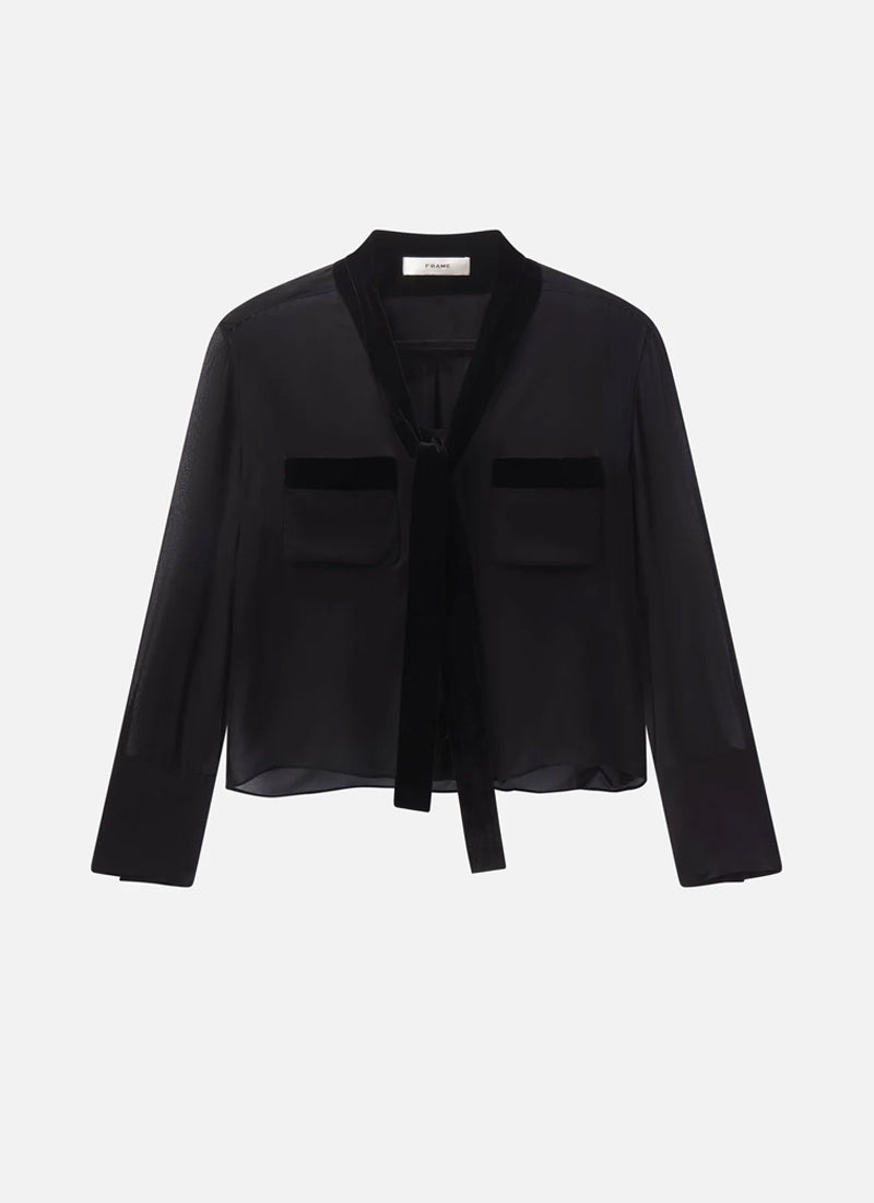 Velvet Trim Modern Tie Blouse by FRAME at Andrews