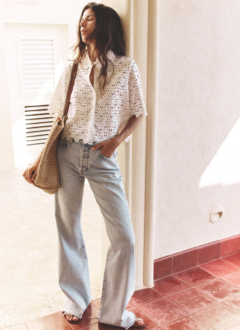 FRAME The Deco Eyelet Top