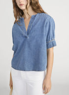 FRAME The Denim V-neck Popover Top