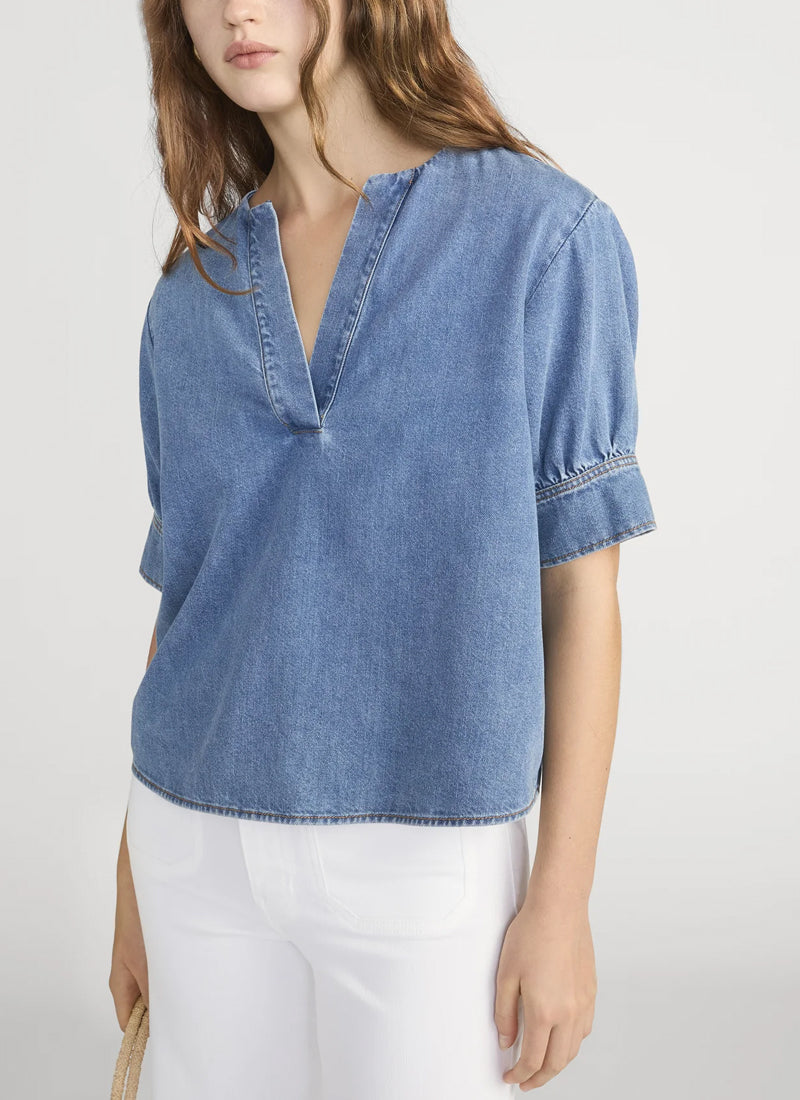 FRAME The Denim V-neck Popover Top