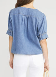 FRAME The Denim V-neck Popover Top
