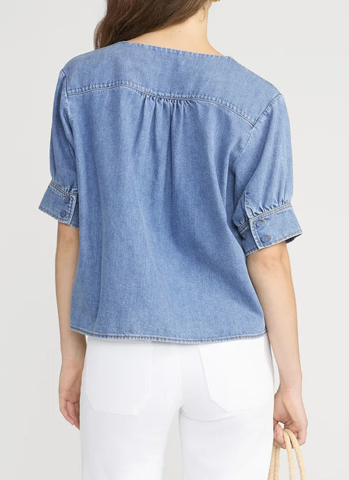 Denim V-neck Popover by FRAME at Andrews