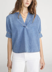 FRAME The Denim V-neck Popover Top