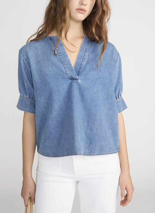 Denim V-neck Popover by FRAME at Andrews