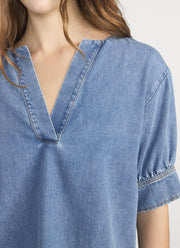 FRAME The Denim V-neck Popover Top