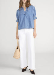 FRAME The Denim V-neck Popover Top