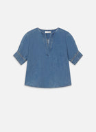 FRAME The Denim V-neck Popover Top