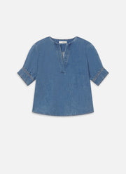 FRAME The Denim V-neck Popover Top