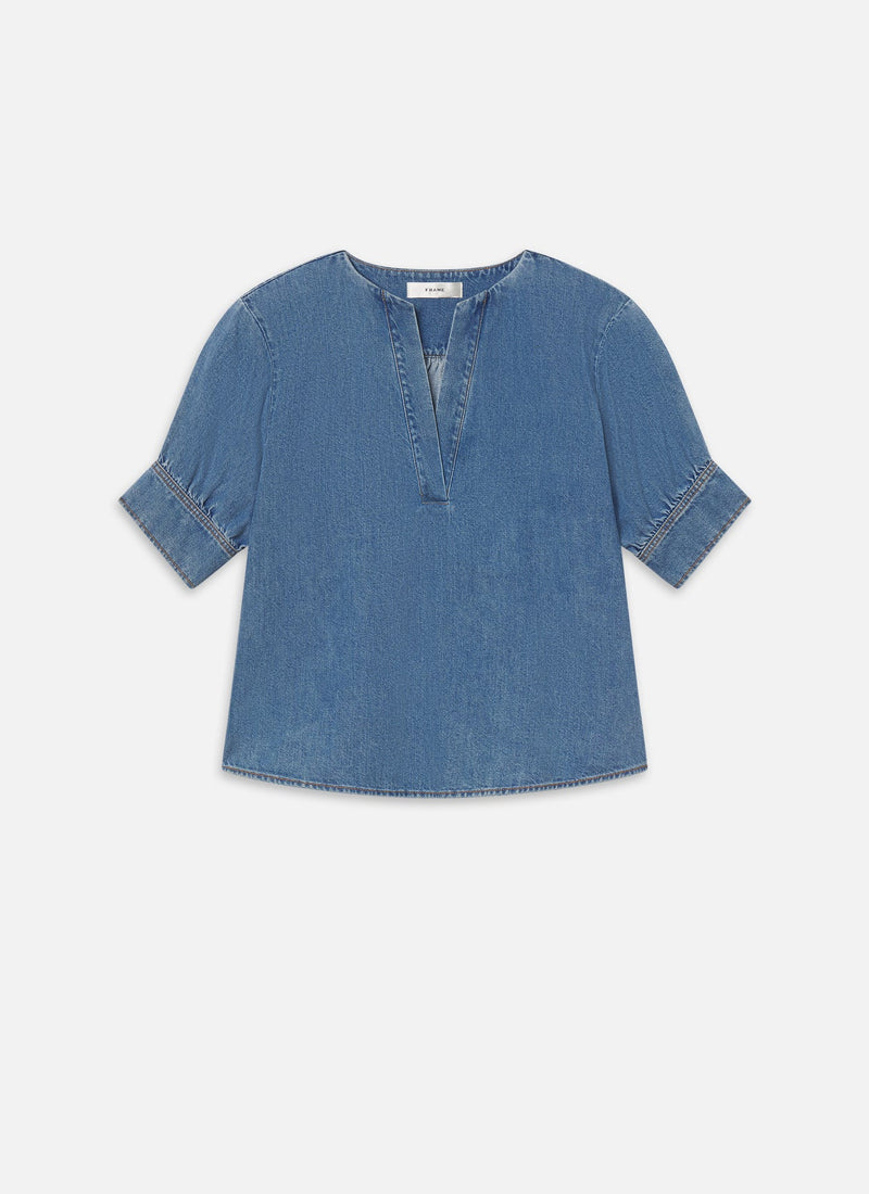 FRAME The Denim V-neck Popover Top