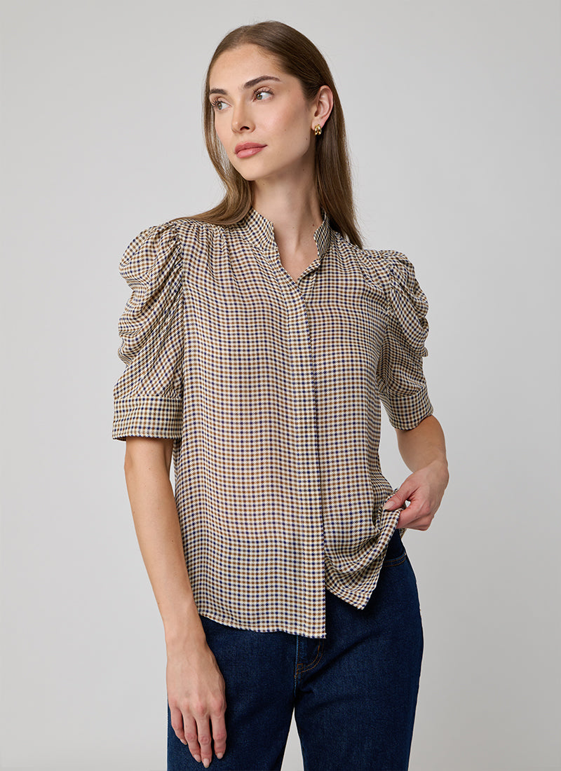 FRAME The Houndstooth Gillilan Top