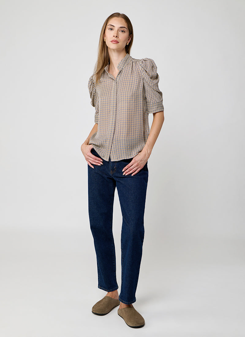 FRAME The Houndstooth Gillilan Top