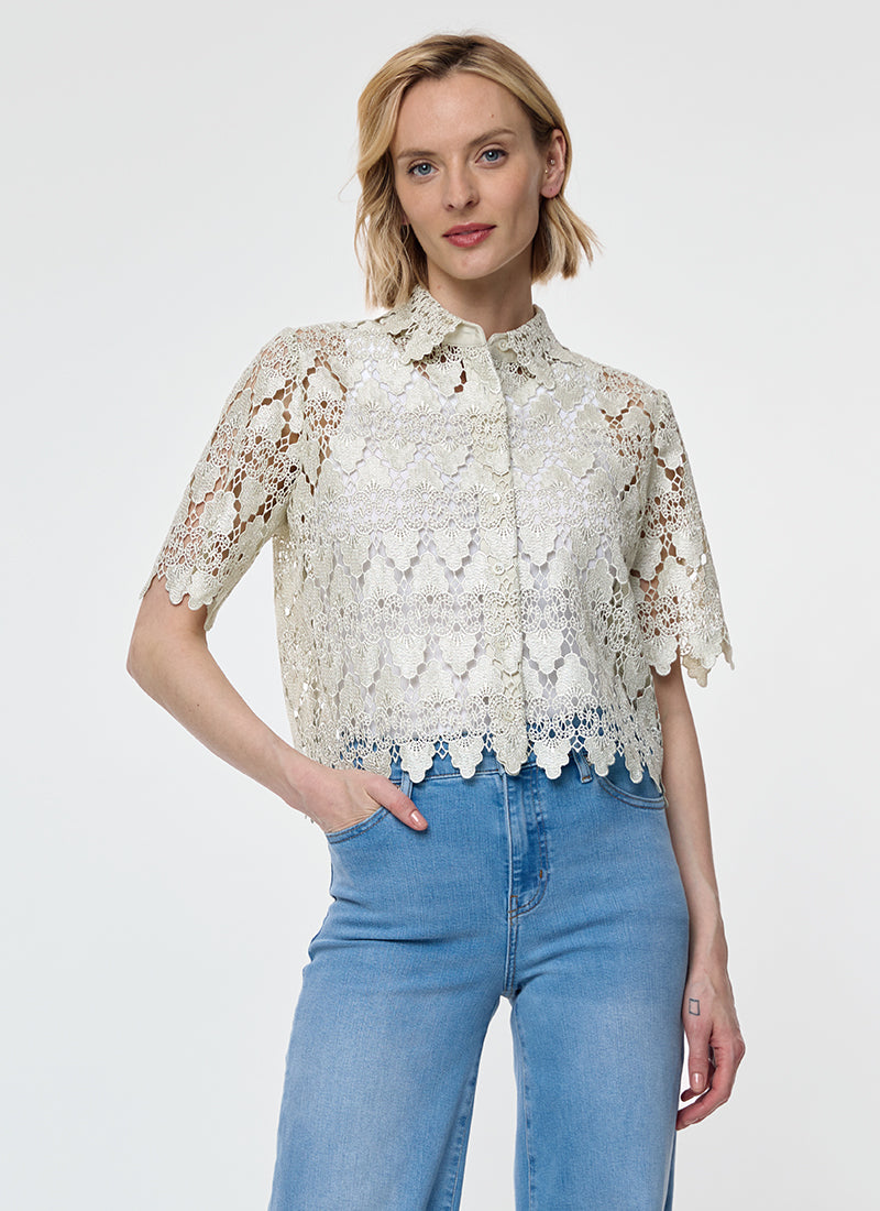 FRAME The Lace Button Up Shirt