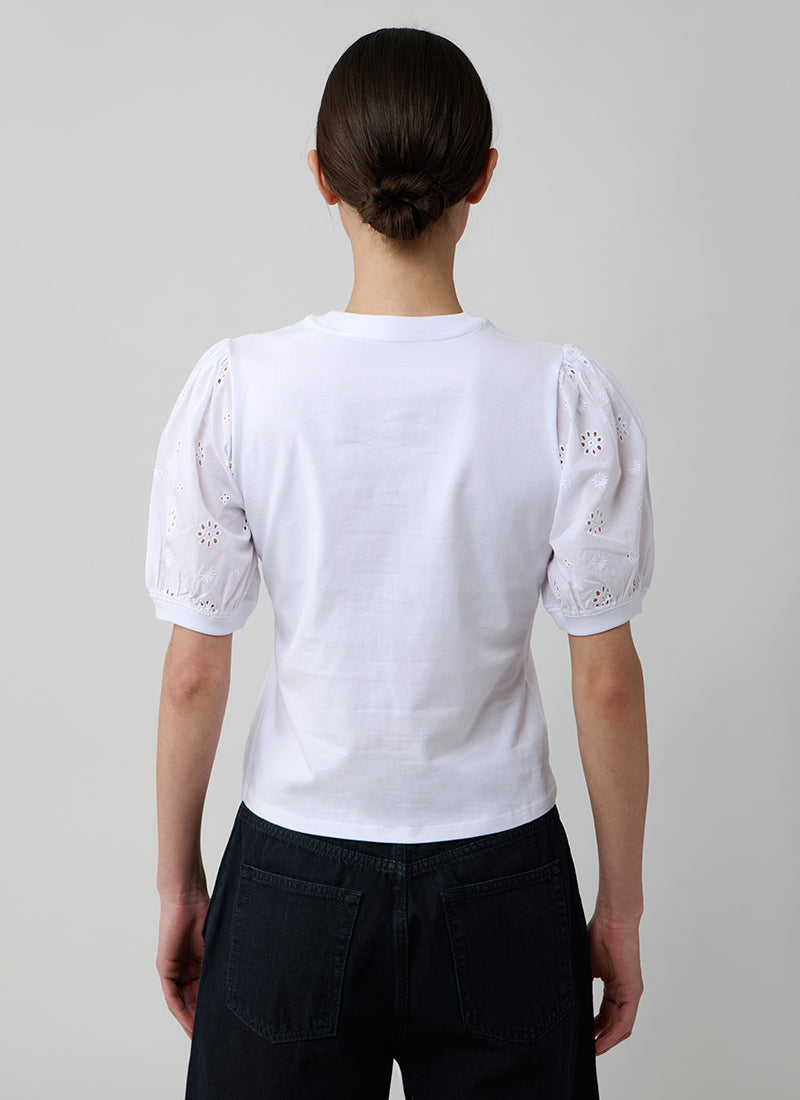 FRAME The Lace Sleeve Tee