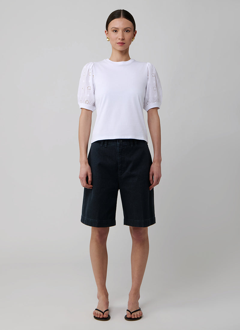 FRAME The Lace Sleeve Tee