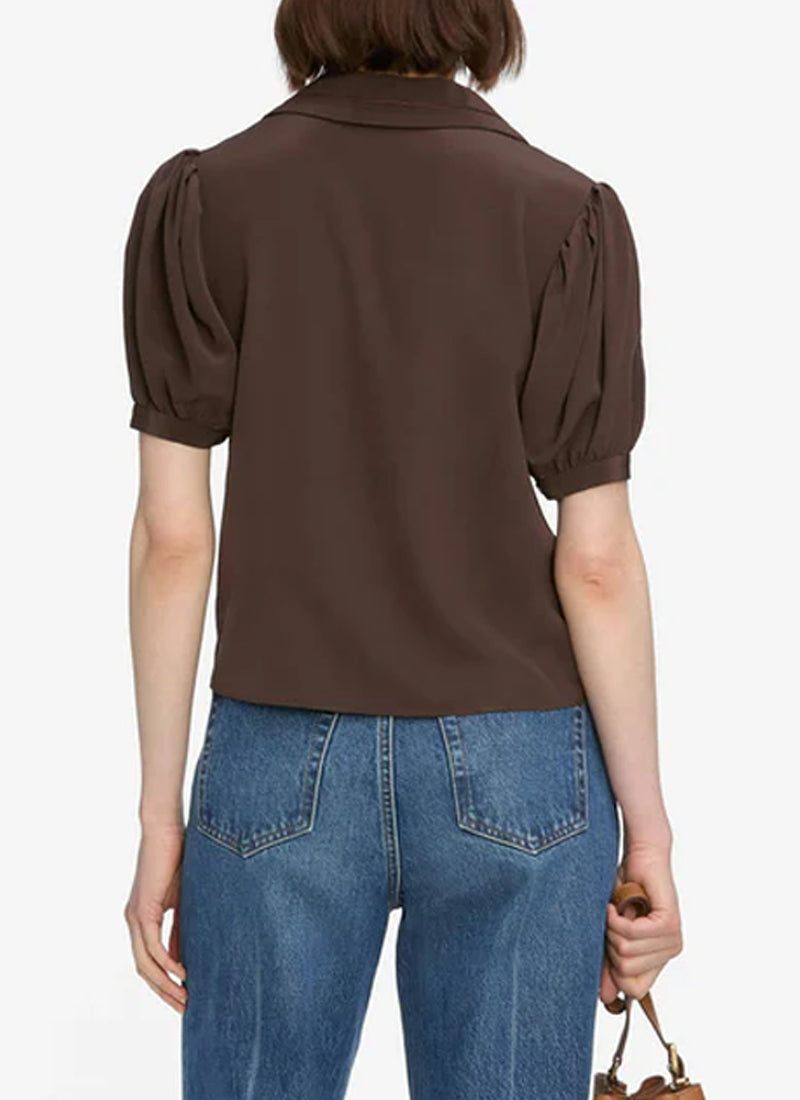 FRAME The Silk Prim Short Sleeve Blouse