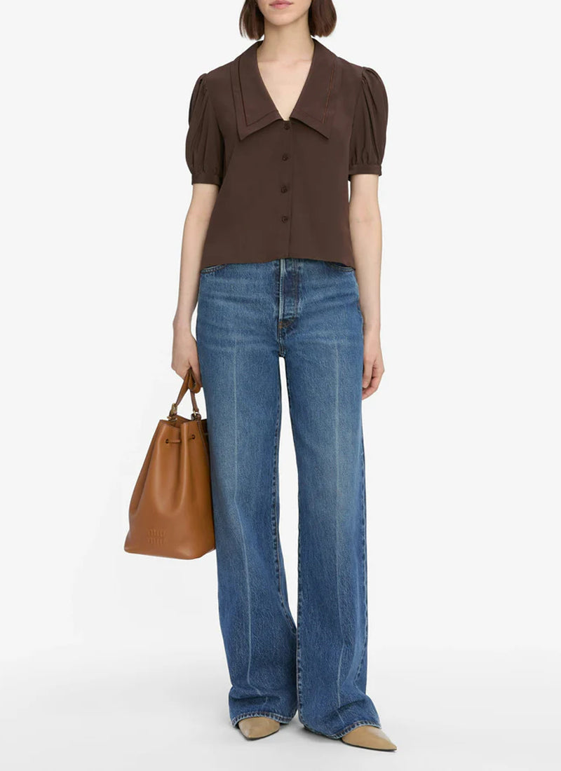 FRAME The Silk Prim Short Sleeve Blouse
