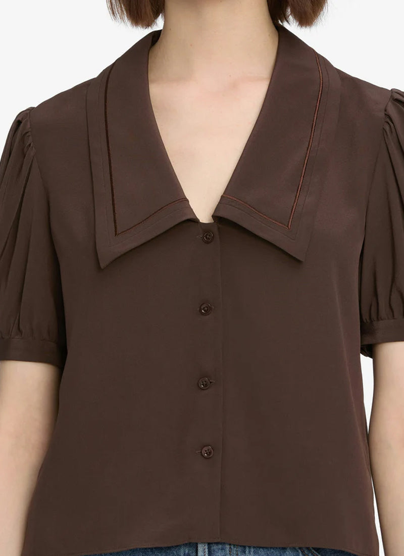 FRAME The Silk Prim Short Sleeve Blouse