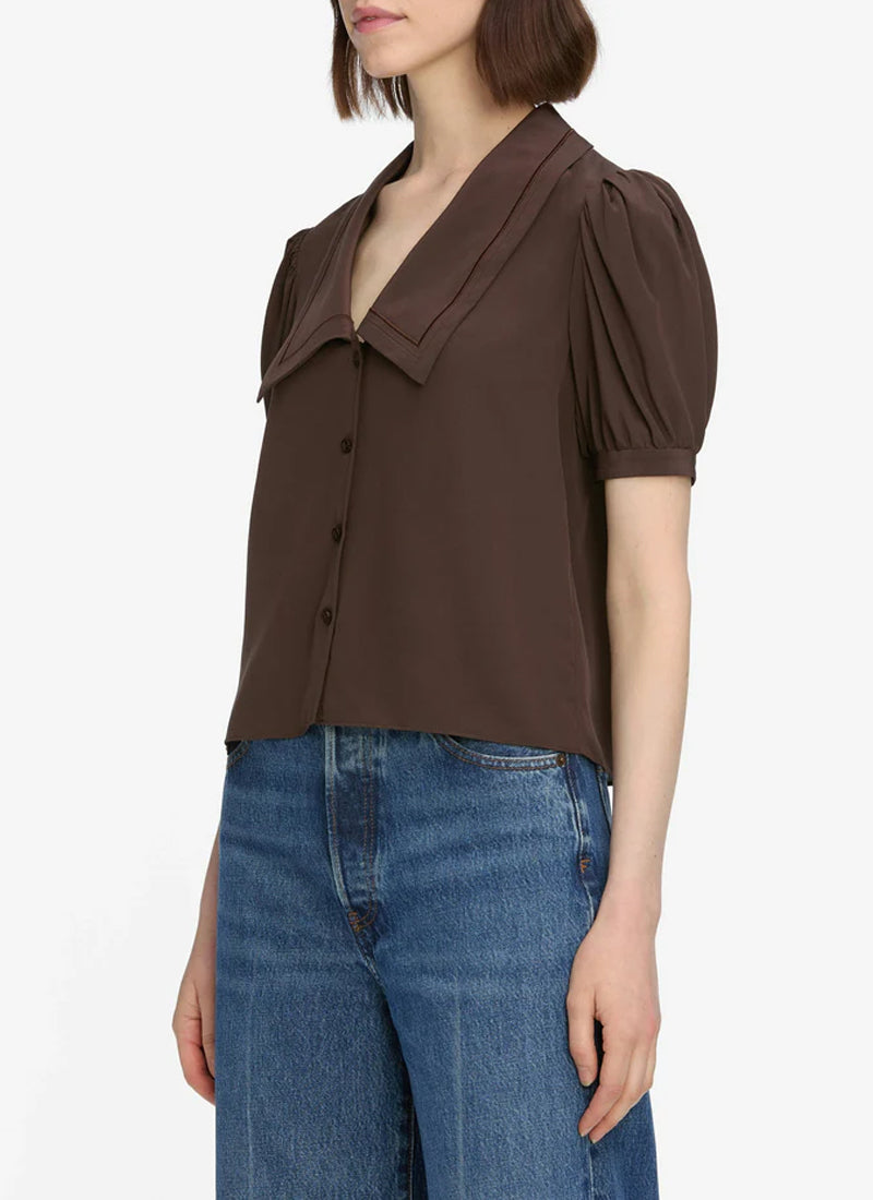 FRAME The Silk Prim Short Sleeve Blouse