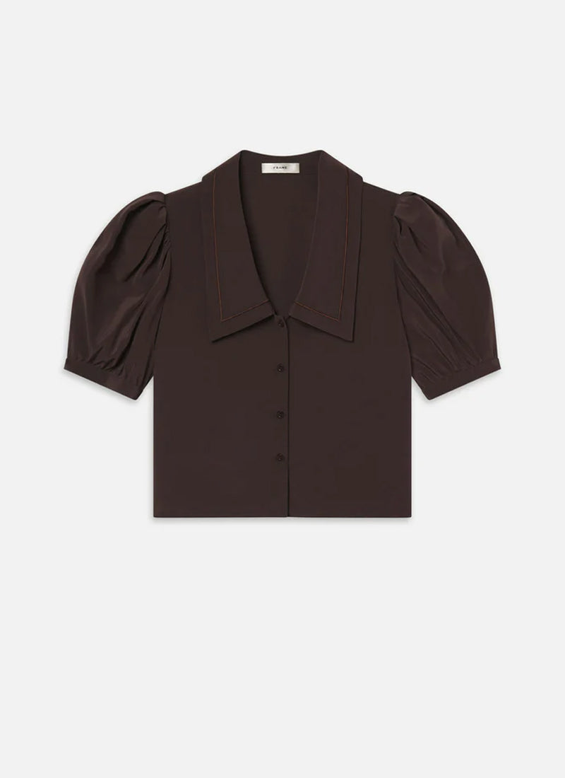 FRAME The Silk Prim Short Sleeve Blouse