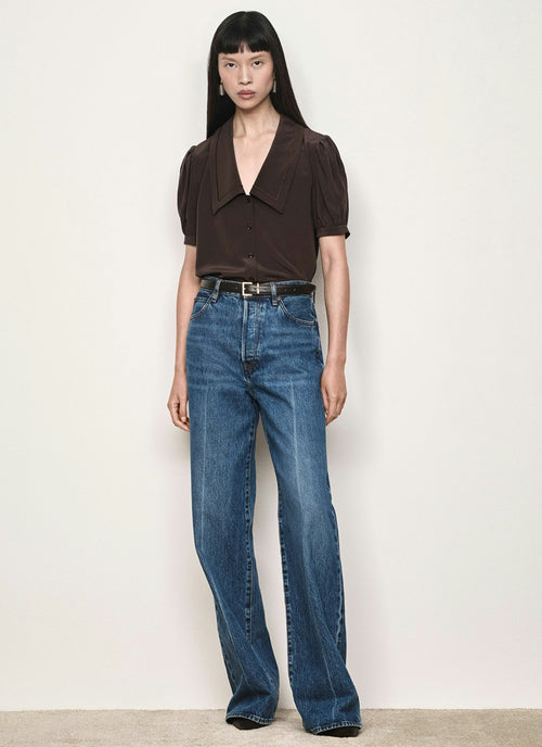 FRAME The Silk Prim Short Sleeve Blouse