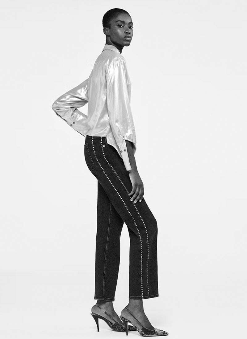 FRAME The Standard Silver Lamé Shirt