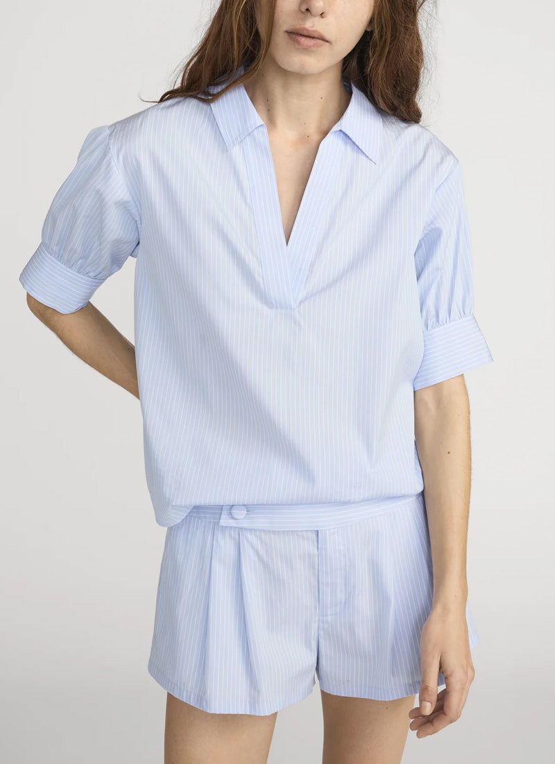 FRAME The Striped Popover Top