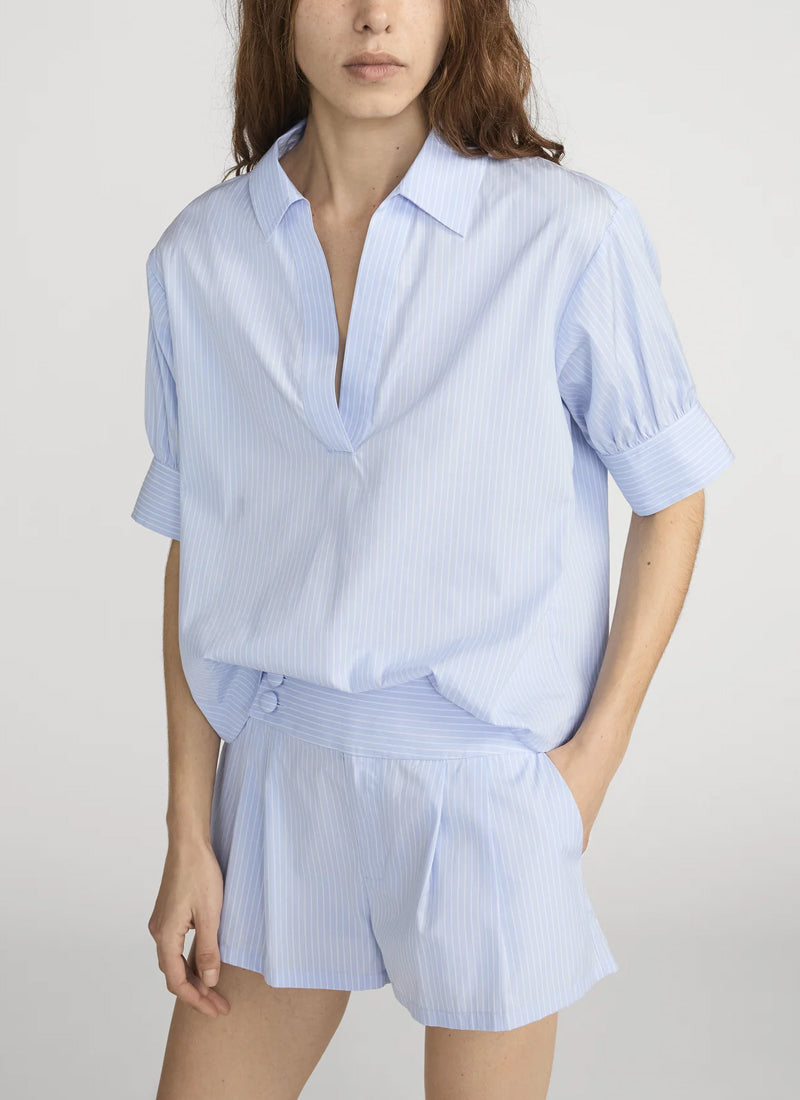 FRAME The Striped Popover Top