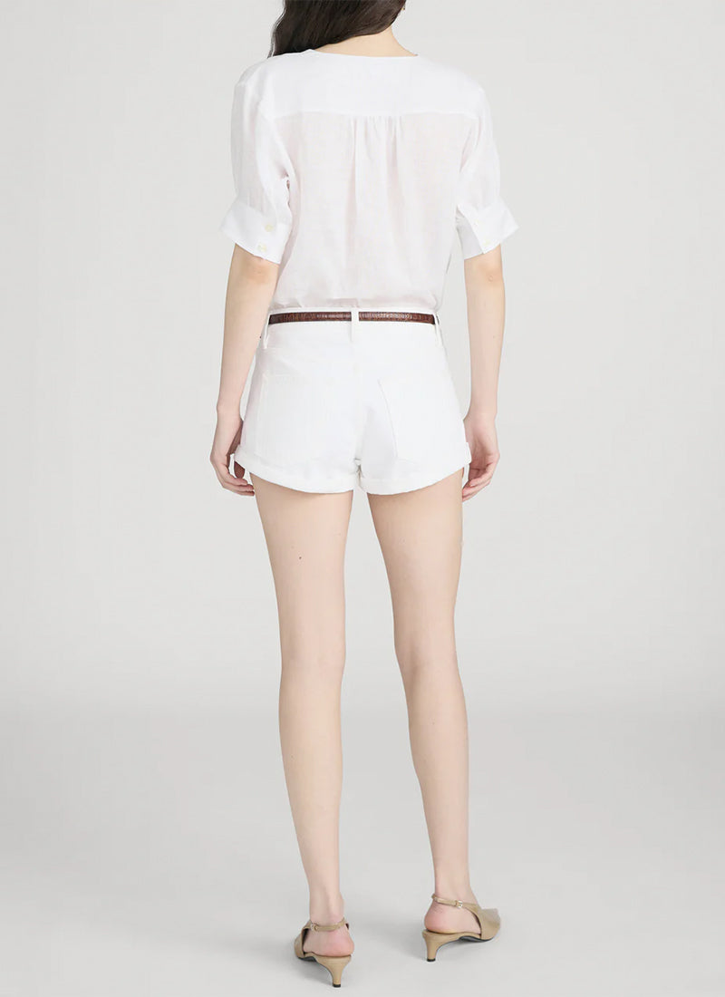 FRAME The Linen V-Neck Popover Top
