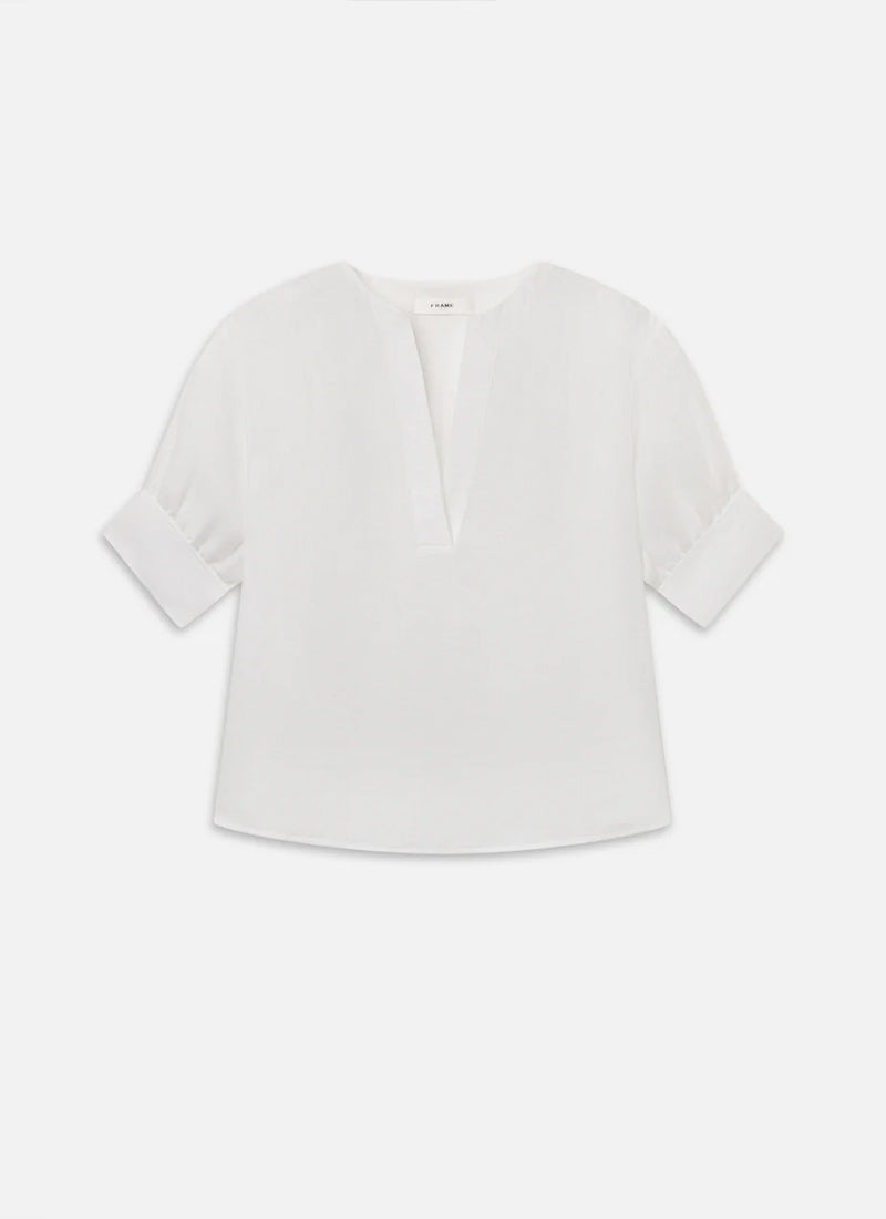 FRAME The Linen V-Neck Popover Top
